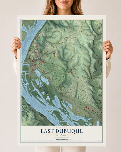 Map of East Dubuque, Illinois, 24 x 36 inch unframed archival matte print