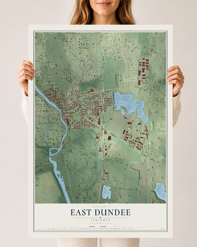 Map of East Dundee, Illinois, 24 x 36 inch unframed archival matte print