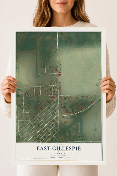 Map of East Gillespie, Illinois, 18 x 24 inch unframed archival matte print