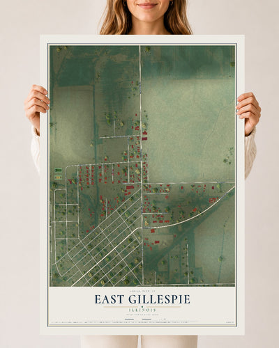 Map of East Gillespie, Illinois, 24 x 36 inch unframed archival matte print