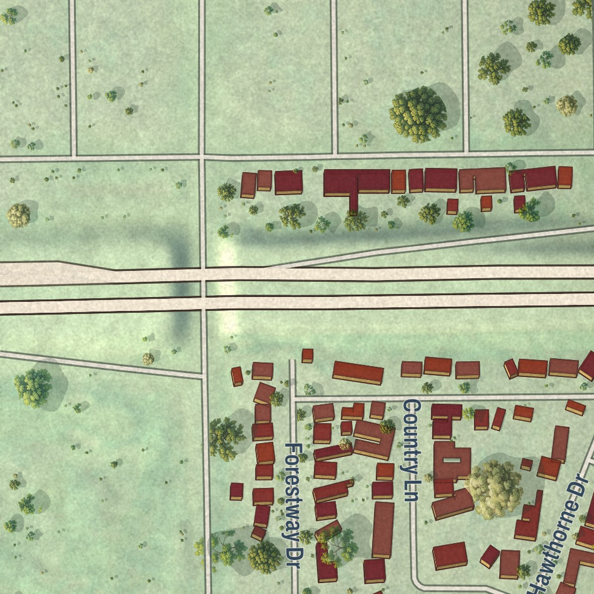Second close-up of the map of East Hazel Crest, Illinois print showing more streets and buildings