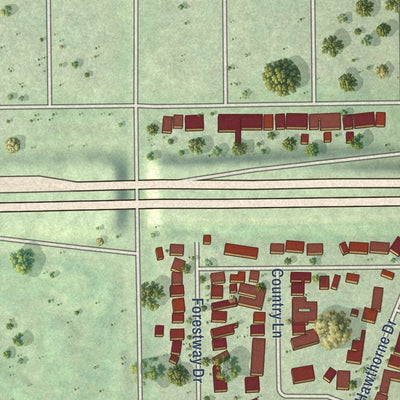 Second close-up of the map of East Hazel Crest, Illinois print showing more streets and buildings