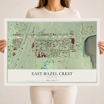 Map of East Hazel Crest, Illinois, 18 x 24 inch unframed archival matte print