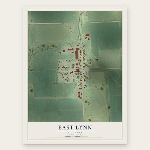 East Lynn, Illinois map print, the full design