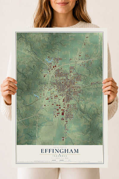 Map of Effingham, Illinois, 18 x 24 inch unframed archival matte print