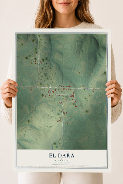 Map of El Dara, Illinois, 18 x 24 inch unframed archival matte print