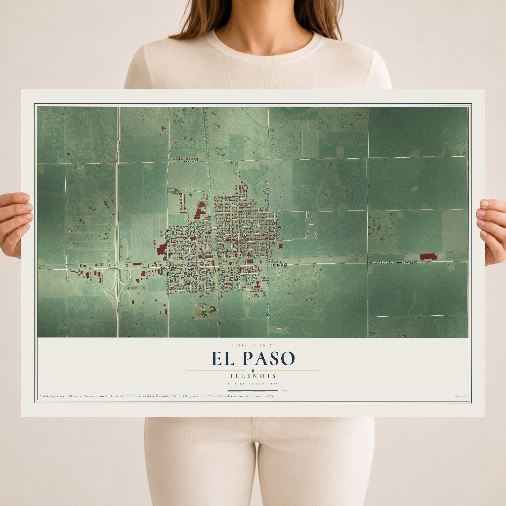 Map of El Paso, Illinois, 18 x 24 inch unframed archival matte print