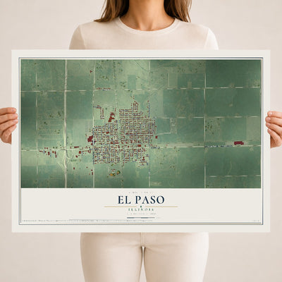 Map of El Paso, Illinois, 18 x 24 inch unframed archival matte print