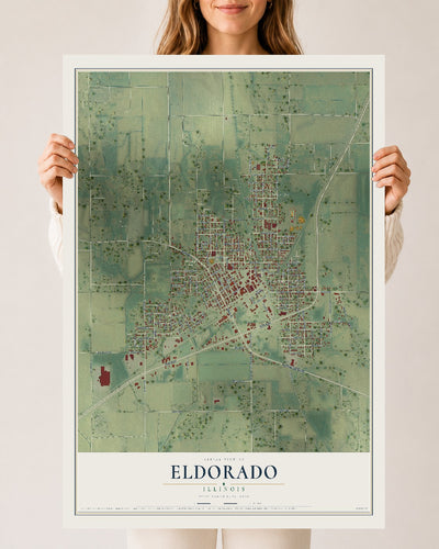 Map of Eldorado, Illinois, 24 x 36 inch unframed archival matte print