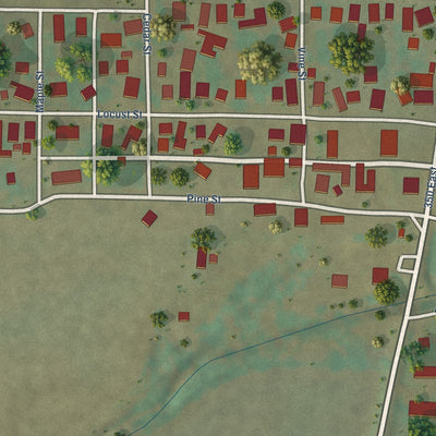 Close-up of the map of Eldred, Illinois print showing street and building detail