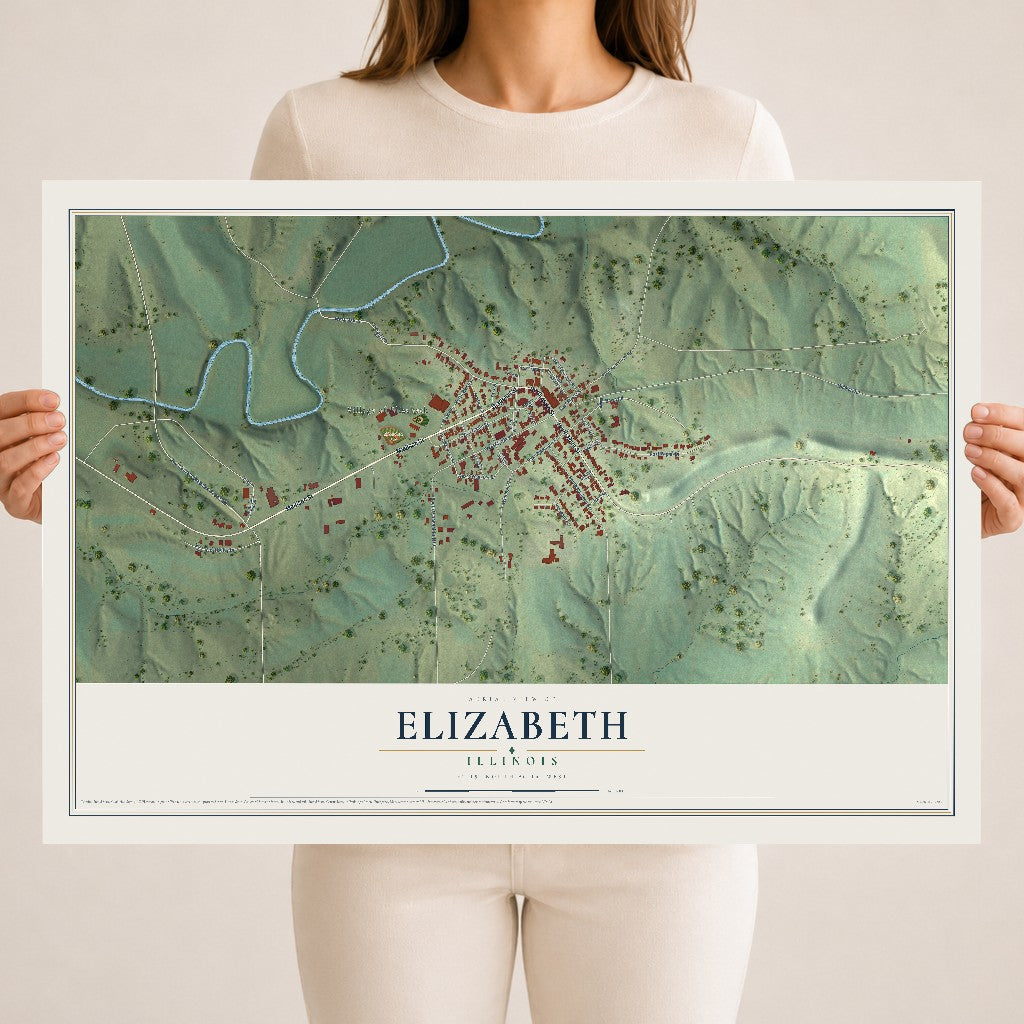 Map of Elizabeth, Illinois, 18 x 24 inch unframed archival matte print