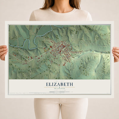 Map of Elizabeth, Illinois, 18 x 24 inch unframed archival matte print