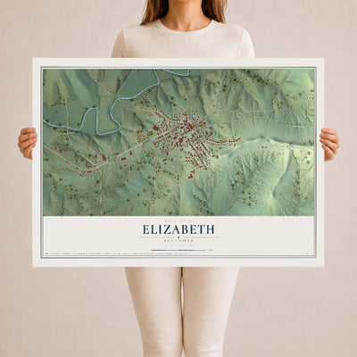 Map of Elizabeth, Illinois, 24 x 36 inch unframed archival matte print