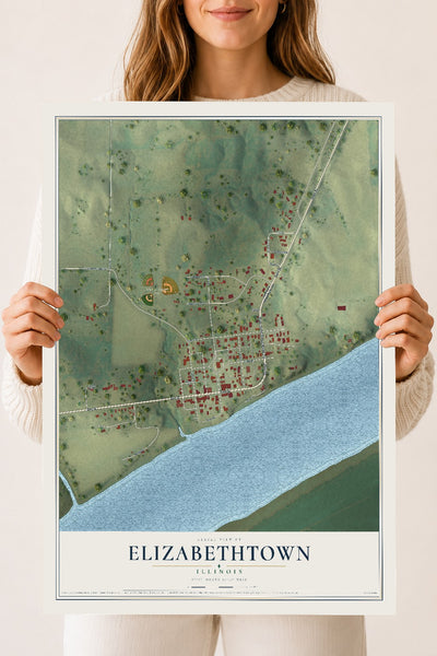 Map of Elizabethtown, Illinois, 18 x 24 inch unframed archival matte print
