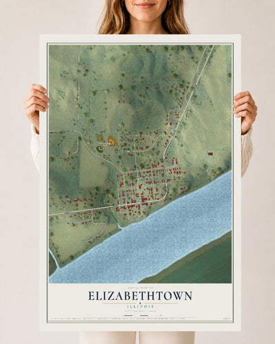 Map of Elizabethtown, Illinois, 24 x 36 inch unframed archival matte print