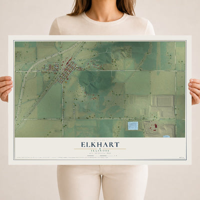 Map of Elkhart, Illinois, 18 x 24 inch unframed archival matte print
