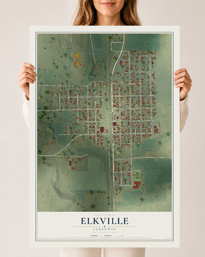 Map of Elkville, Illinois, 24 x 36 inch unframed archival matte print