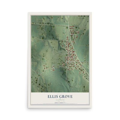 Map of Ellis Grove, Illinois, 12 x 18 inch unframed archival matte print