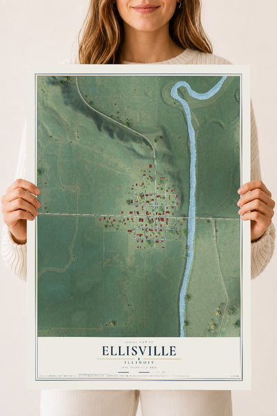 Map of Ellisville, Illinois, 18 x 24 inch unframed archival matte print