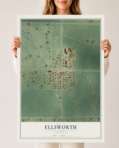 Map of Ellsworth, Illinois, 24 x 36 inch unframed archival matte print