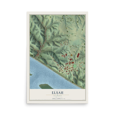 Map of Elsah, Illinois, 12 x 18 inch unframed archival matte print