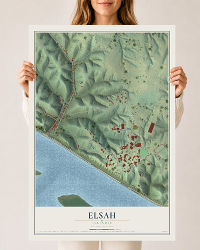 Map of Elsah, Illinois, 24 x 36 inch unframed archival matte print