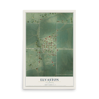 Map of Elvaston, Illinois, 12 x 18 inch unframed archival matte print