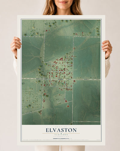 Map of Elvaston, Illinois, 24 x 36 inch unframed archival matte print