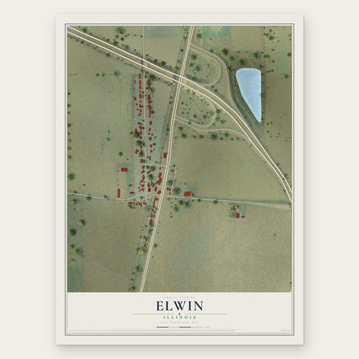 Elwin, Illinois map print, the full design