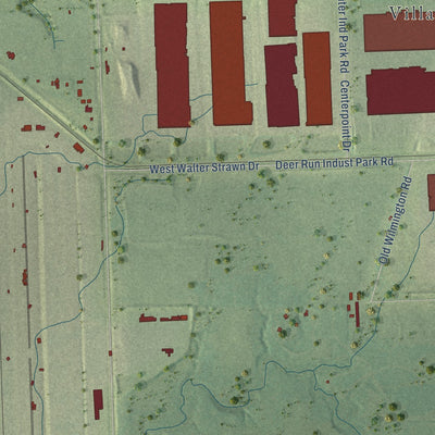 Second close-up of the map of Elwood, Illinois print showing more streets and buildings