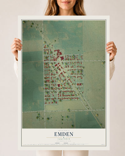 Map of Emden, Illinois, 24 x 36 inch unframed archival matte print