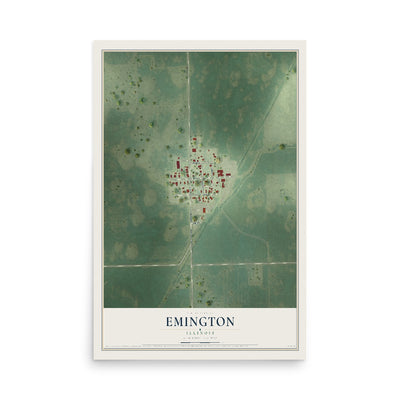 Map of Emington, Illinois, 12 x 18 inch unframed archival matte print