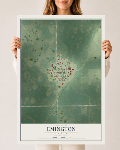 Map of Emington, Illinois, 24 x 36 inch unframed archival matte print