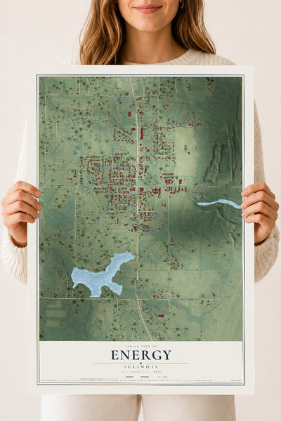 Map of Energy, Illinois, 18 x 24 inch unframed archival matte print