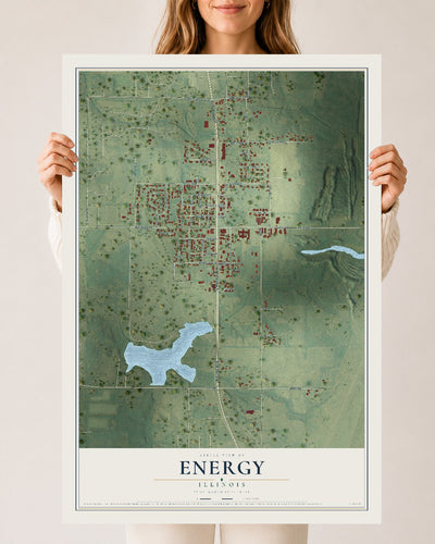 Map of Energy, Illinois, 24 x 36 inch unframed archival matte print