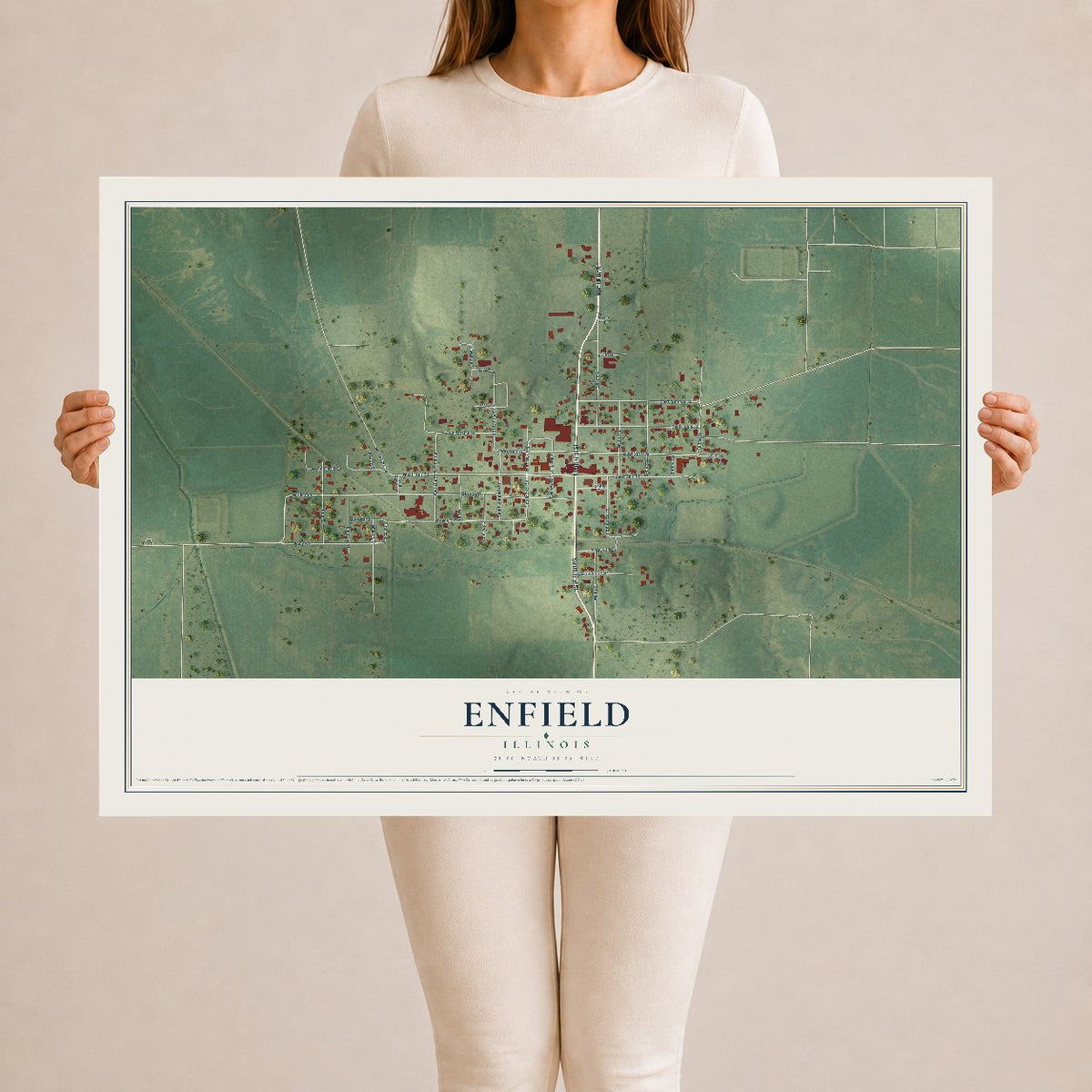 Map of Enfield, Illinois, 24 x 36 inch unframed archival matte print
