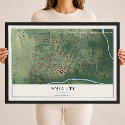 Map of Equality, Illinois, 18 x 24 inch print in a black wood frame