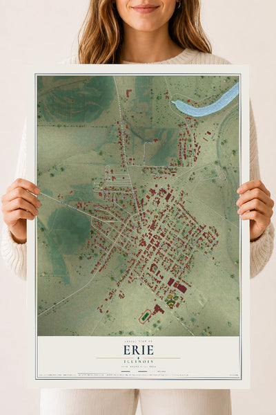 Map of Erie, Illinois, 18 x 24 inch unframed archival matte print