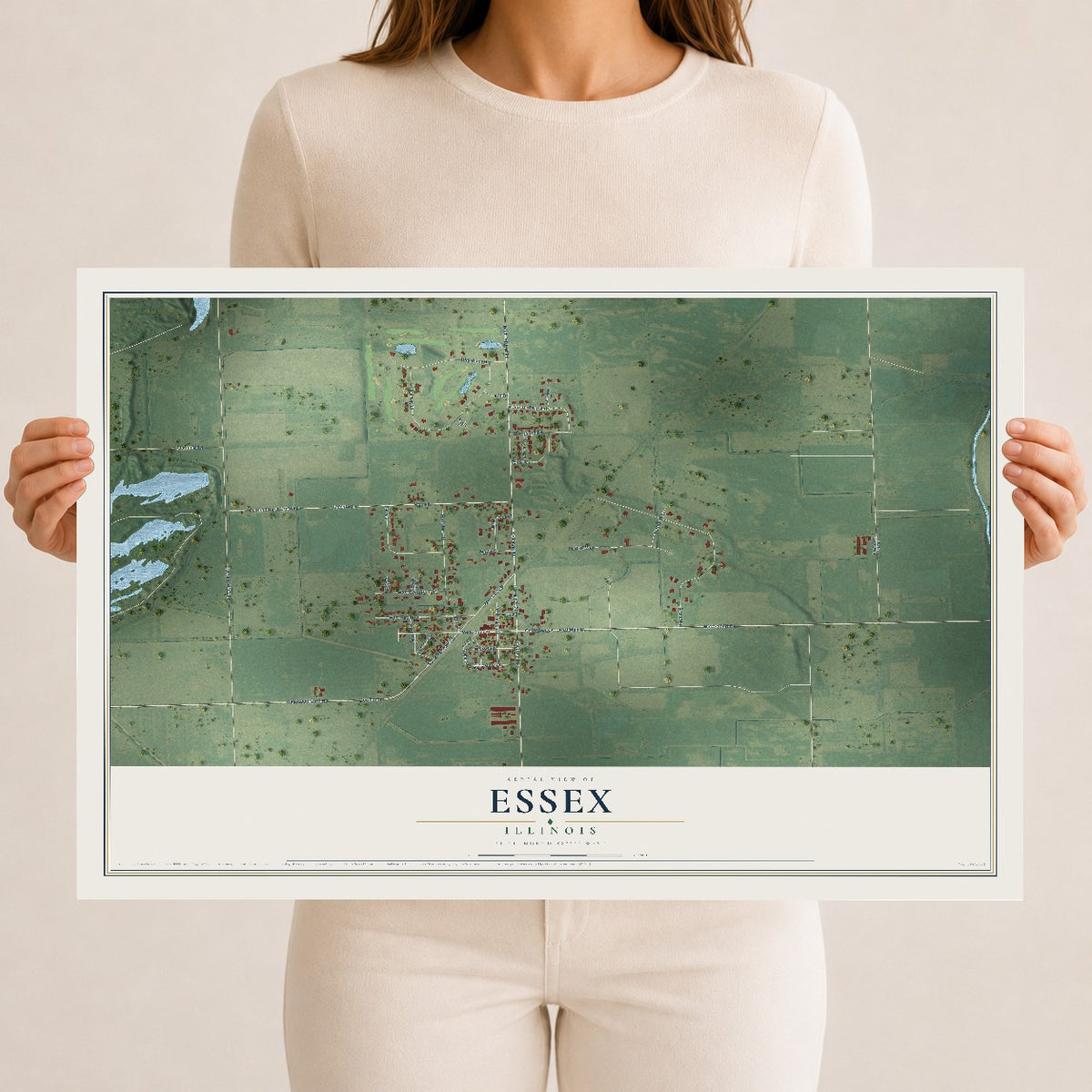 Map of Essex, Illinois, 12 x 18 inch unframed archival matte print