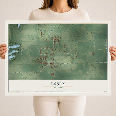 Map of Essex, Illinois, 18 x 24 inch unframed archival matte print