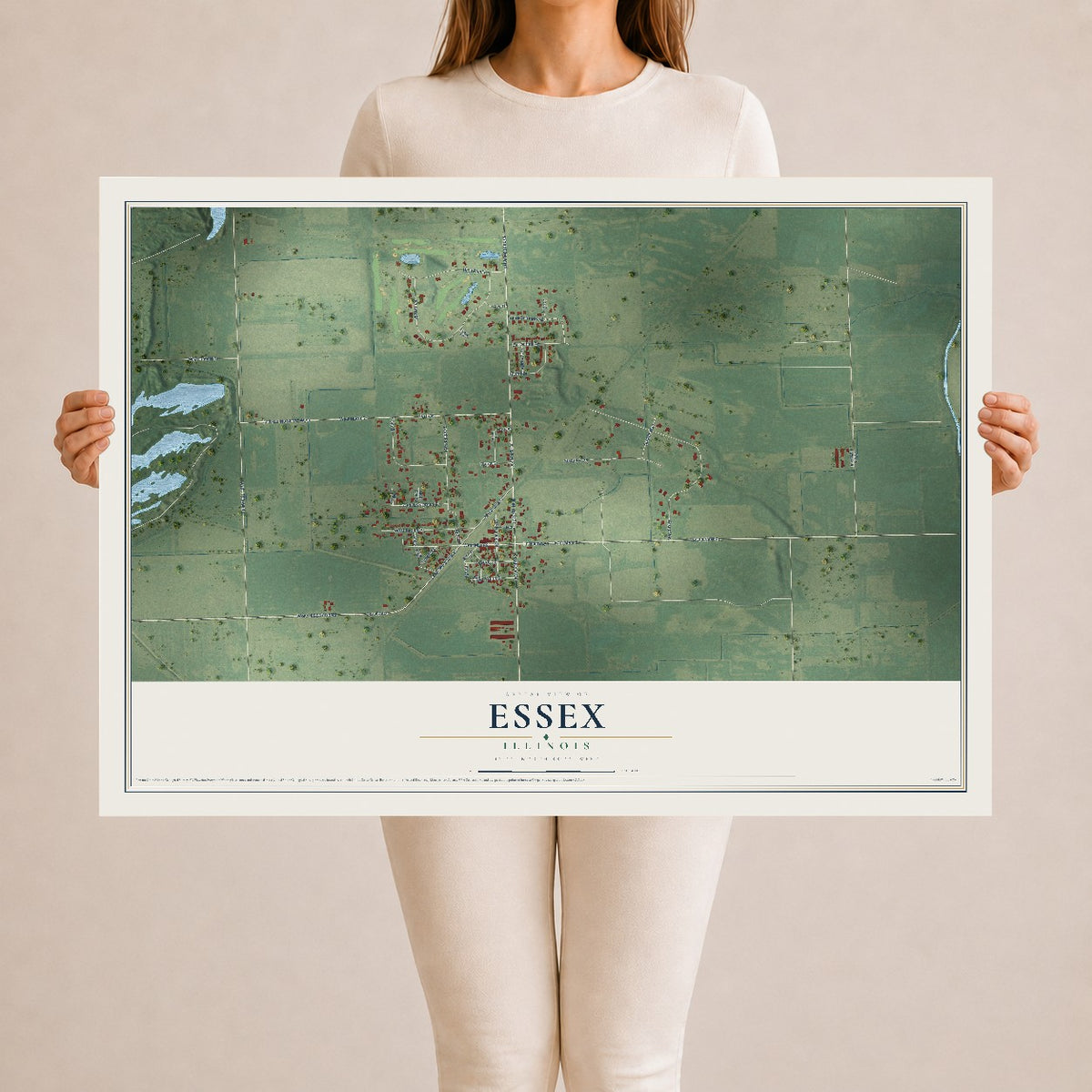 Map of Essex, Illinois, 24 x 36 inch unframed archival matte print