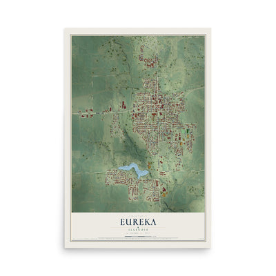 Map of Eureka, Illinois, 12 x 18 inch unframed archival matte print