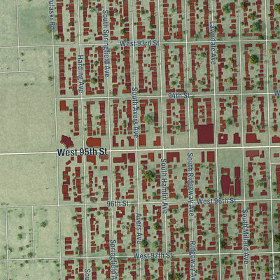 Second close-up of the map of Evergreen Park, Illinois print showing more streets and buildings