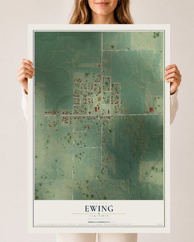 Map of Ewing, Illinois, 24 x 36 inch unframed archival matte print