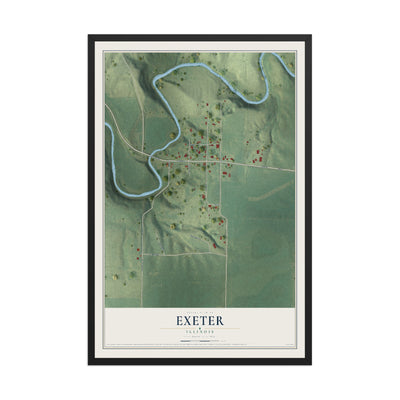 Map of Exeter, Illinois, 12 x 18 inch print in a black wood frame