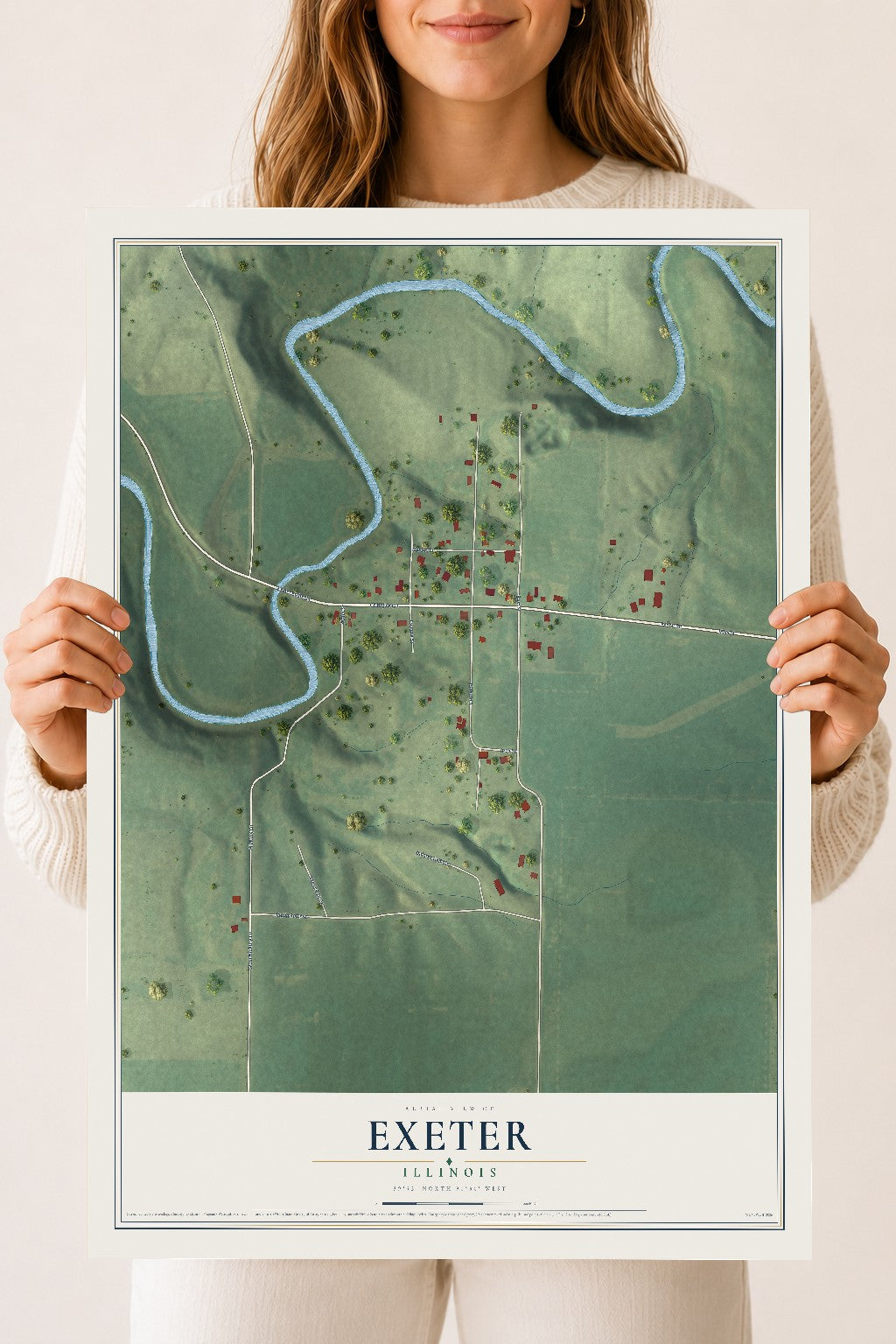 Map of Exeter, Illinois, 18 x 24 inch unframed archival matte print