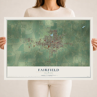 Map of Fairfield, Illinois, 18 x 24 inch unframed archival matte print