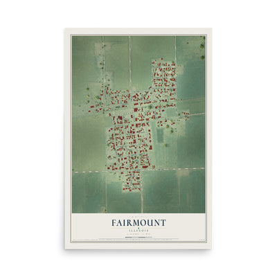 Map of Fairmount, Illinois, 12 x 18 inch unframed archival matte print