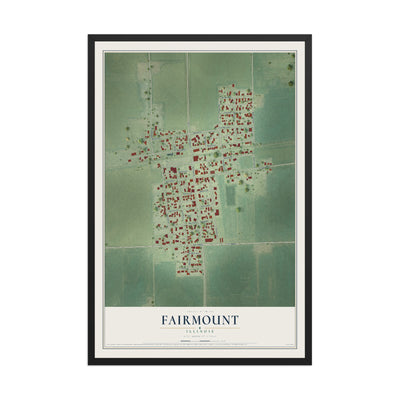 Map of Fairmount, Illinois, 12 x 18 inch print in a black wood frame