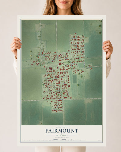 Map of Fairmount, Illinois, 24 x 36 inch unframed archival matte print
